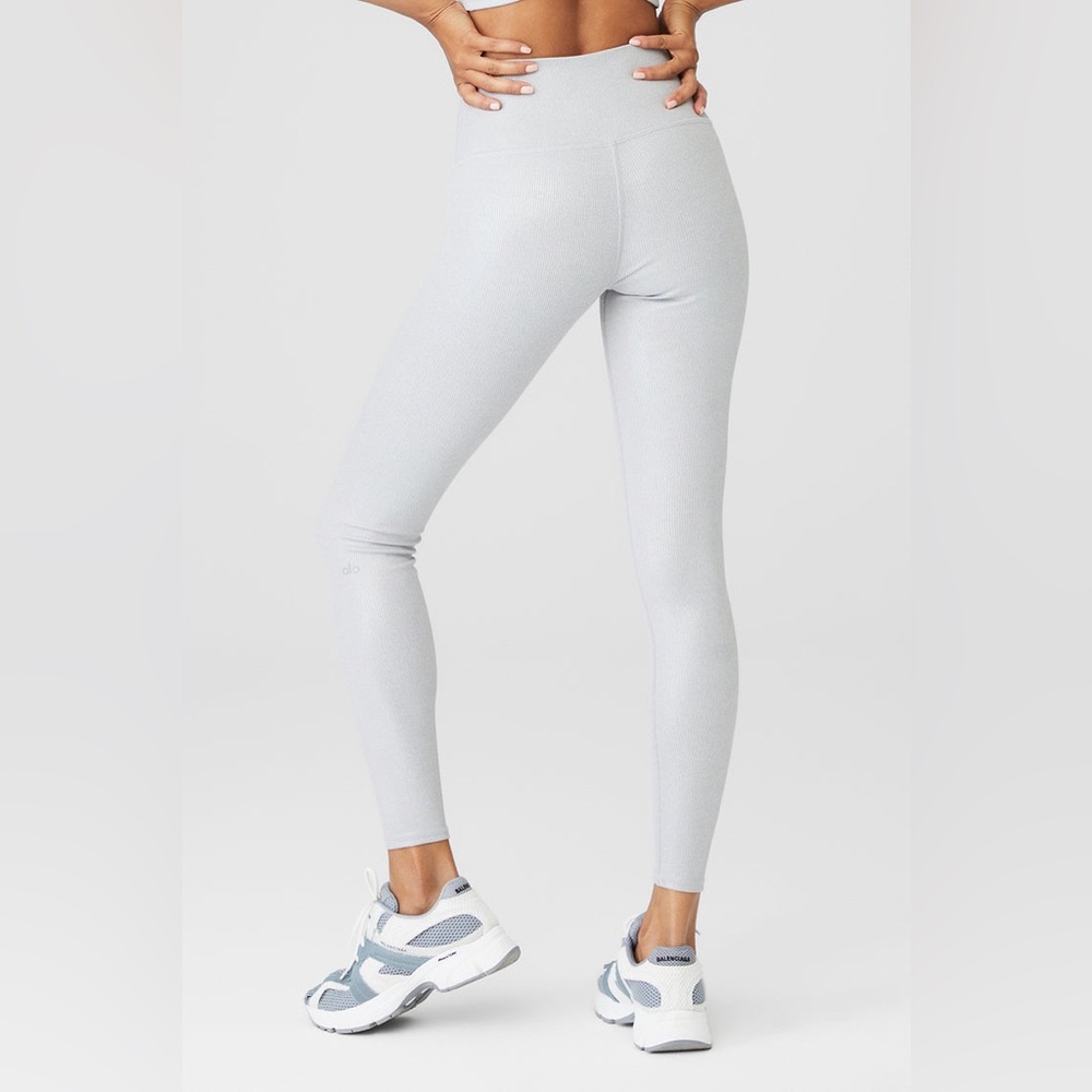 ALO Yoga Light Gray Shimmer High-Waist Leggings